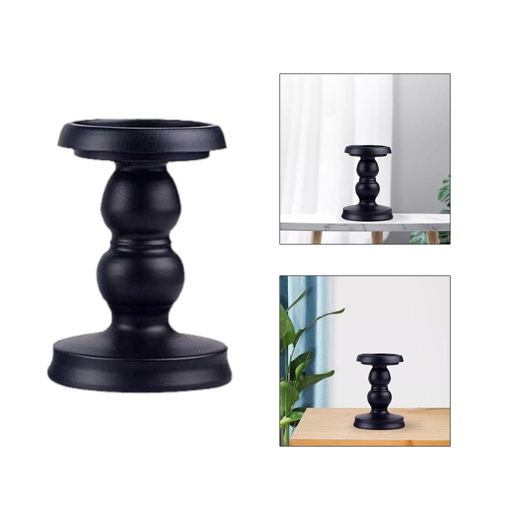 Black Simple Retro Iron Candlestick Pillar Candle Holder for Aromatherapy S