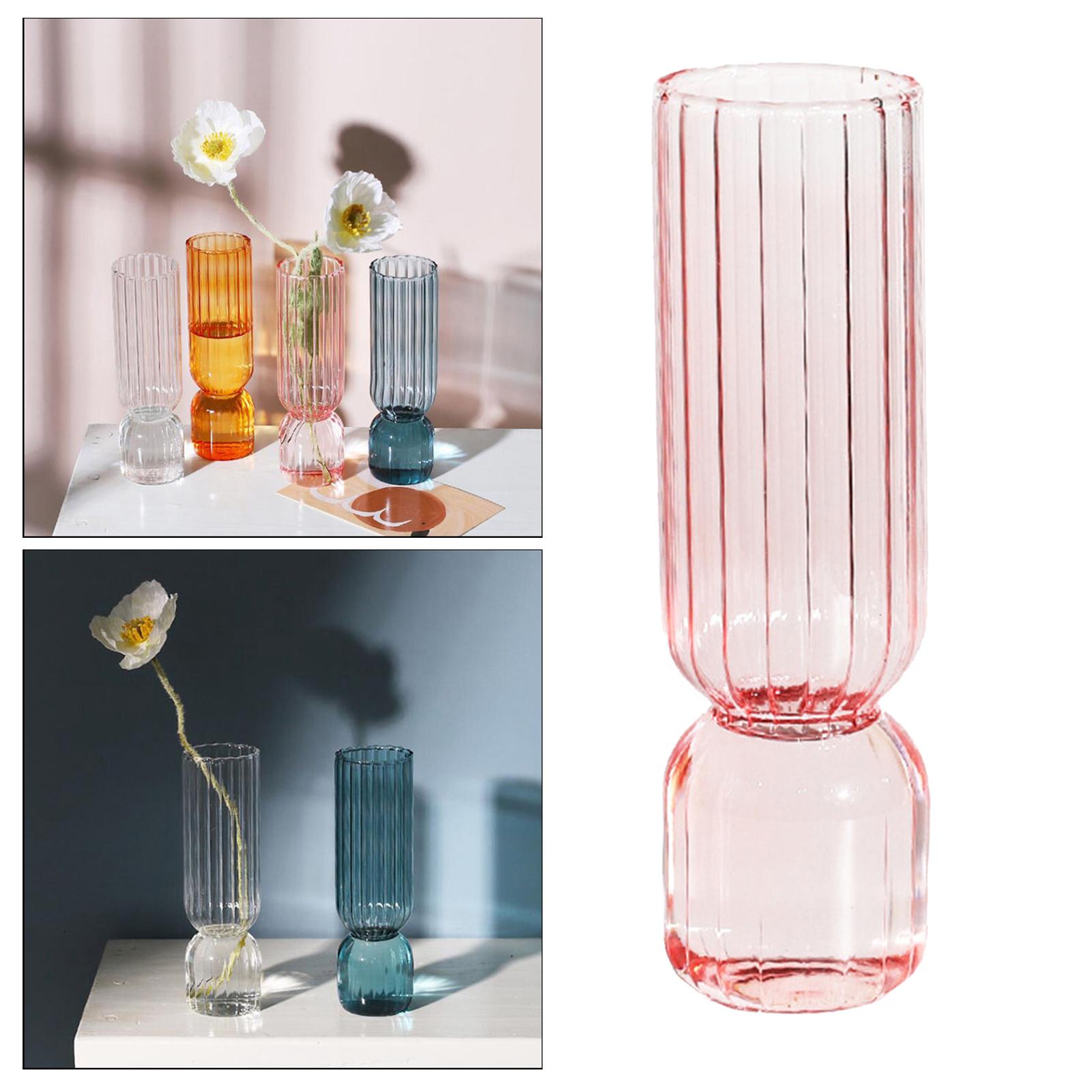 Modern Glass Flower Vase Table Hydroponics Terrarium Plant Holder Container Cylinder Pink