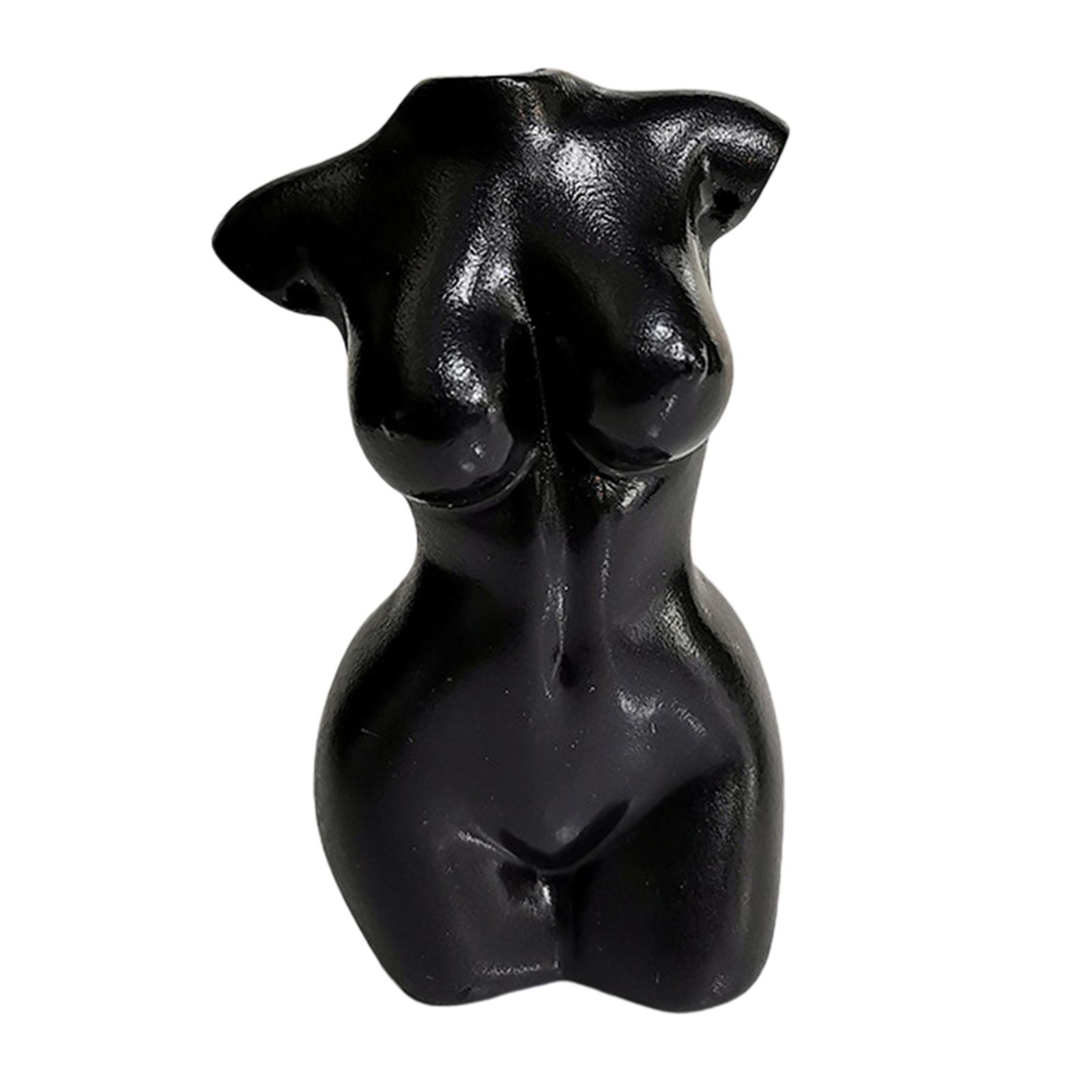Female Body Vase Plants Pot Art Statue Desktop Decor Black