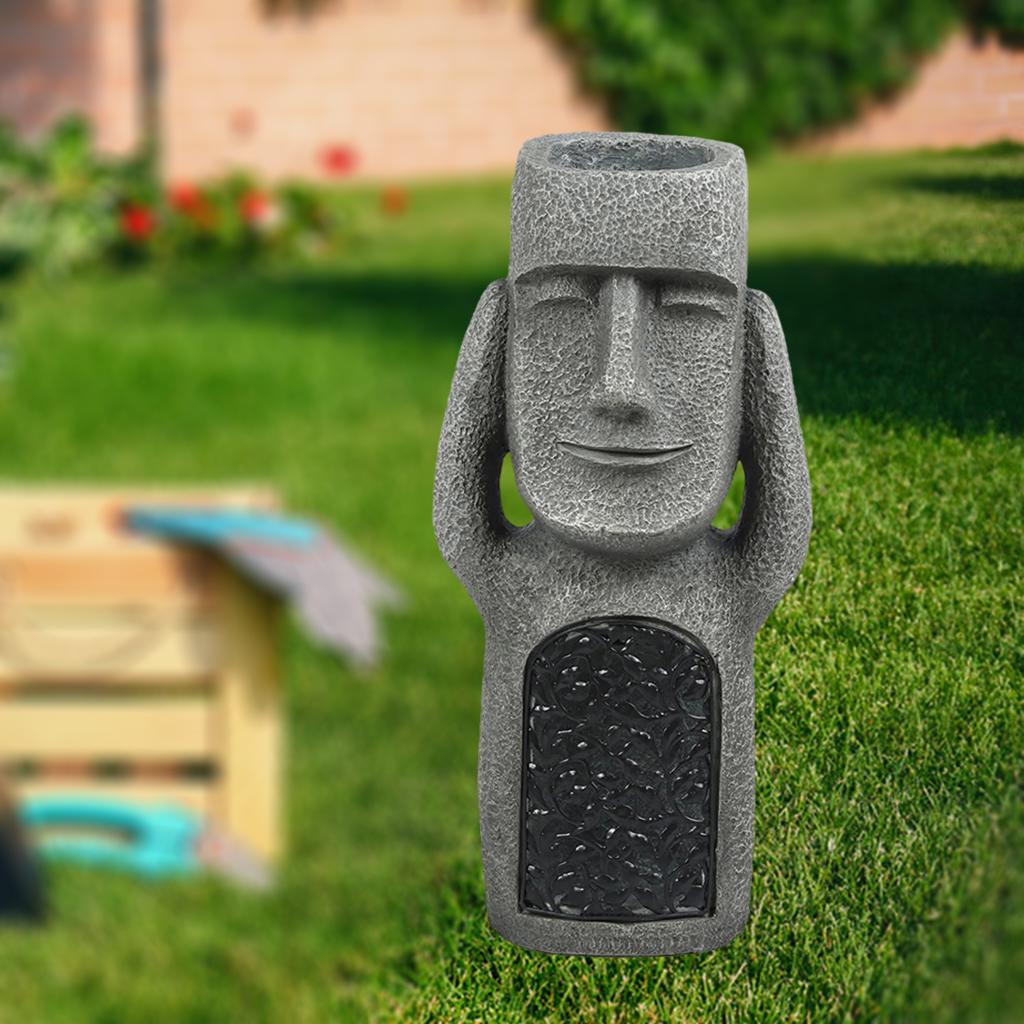 10inch Resin Easter Island Statue Moai Monolith Garden Sculpture Cover Ears