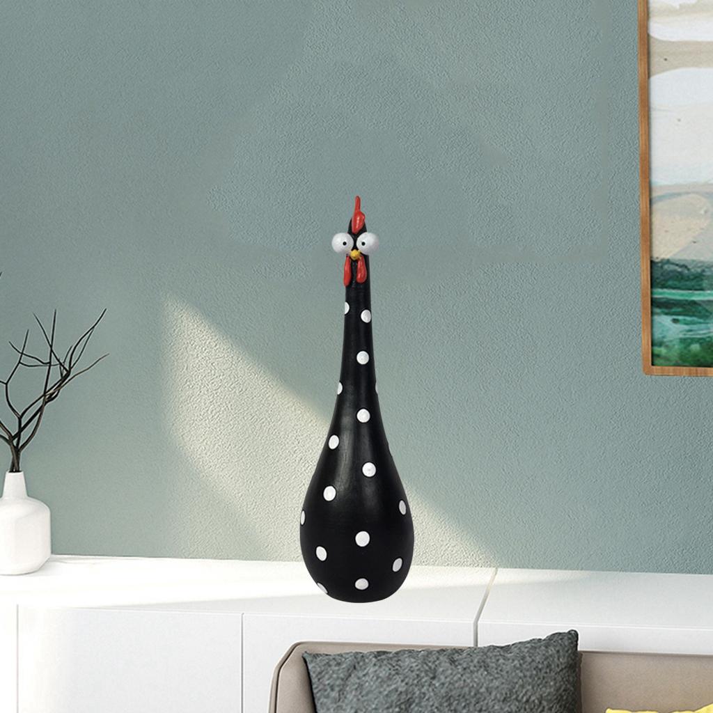 Rooster Statue Chicken Figurine Shelf Chook Sculpture Craft Black