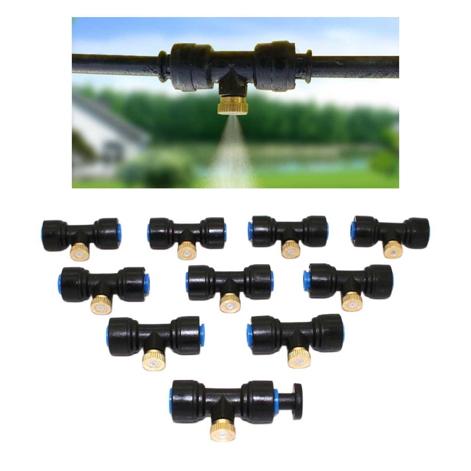 10set Misting Nozzles Outdoor Spray Cooling System Nozzles Kit Black Blue