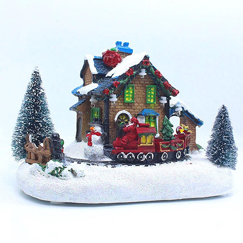 Christmas House Village Lighting LED Accent Snowmen Cabin Indoor Table Decor