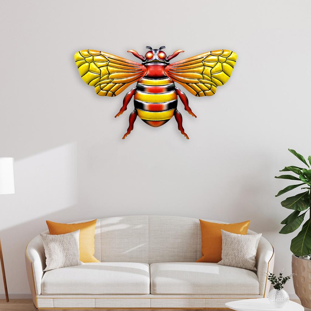 Bee Wall Art Living Room Bugs Sculpture Metal Crafts Outdoor Home Accent