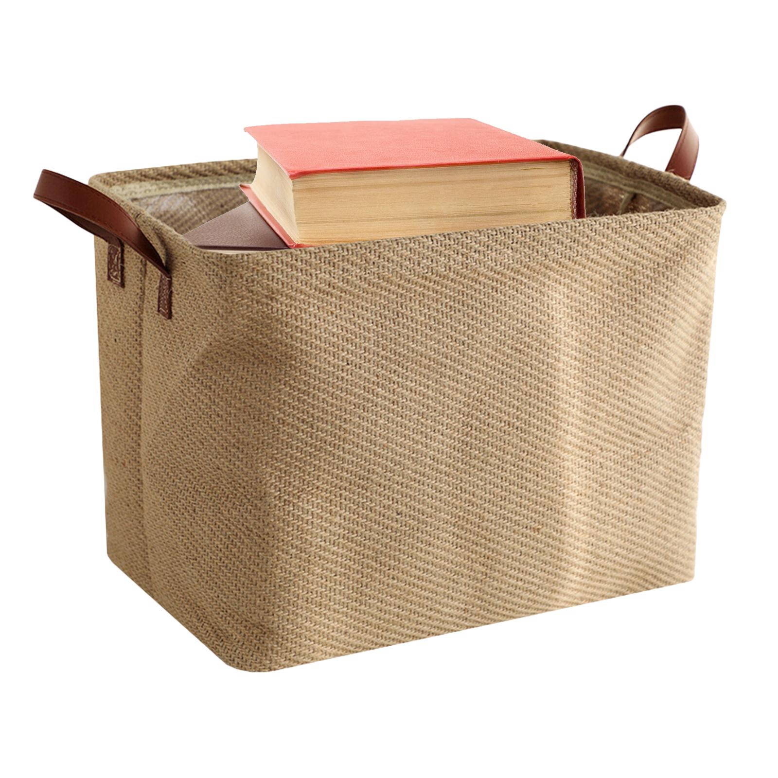 Foldable Storage Basket with Handles for Clothes Towels Laundry Storage Bin Plain Weave