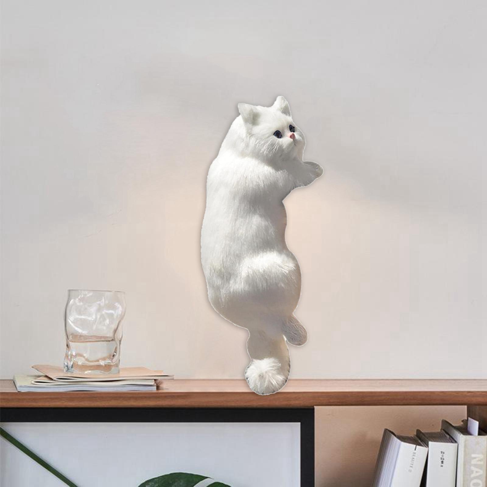 Simulation Plush Cat Statue Animal Modern for Desk Toys White