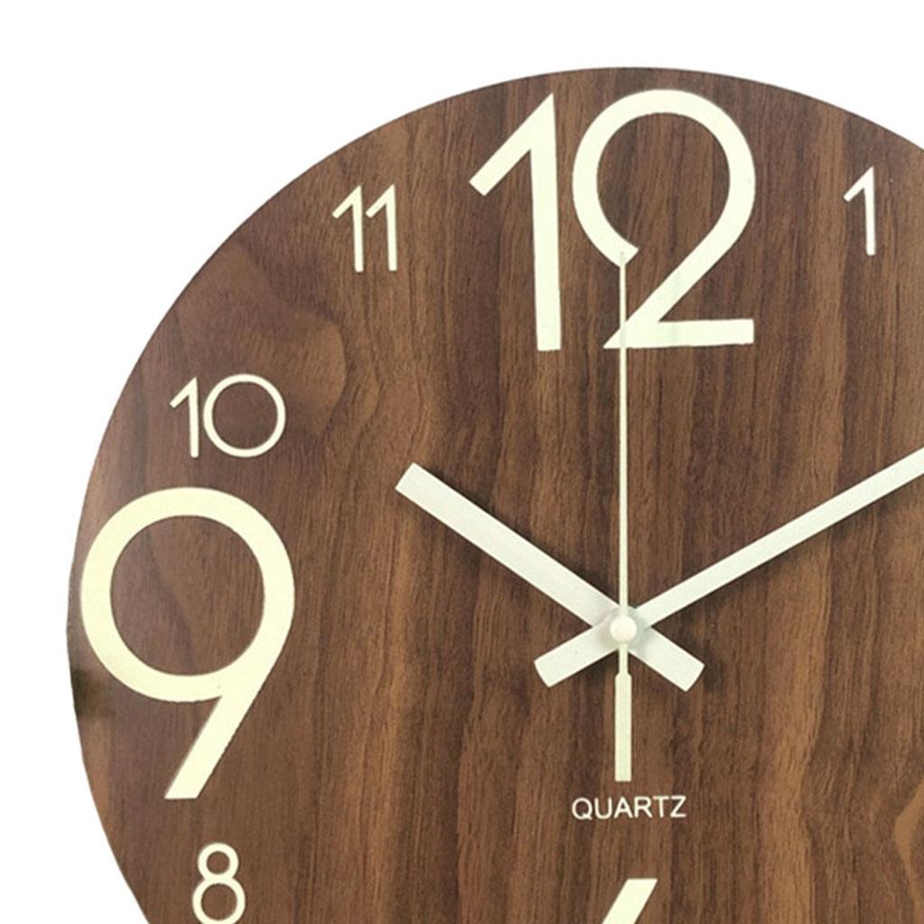 5x 10'' Luminous Glow Wall Clock Silent Dark Quartz Classic Night Clock