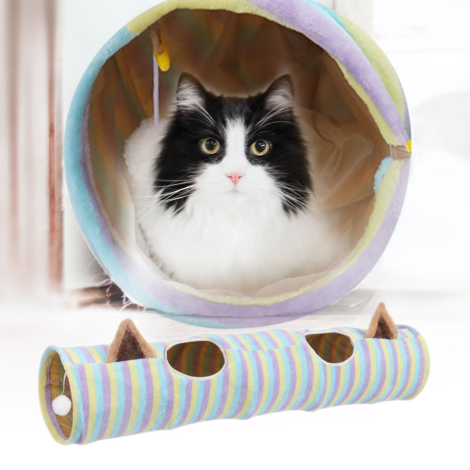 Cat Toys Collapsible Tunnel Dog Tube Interactive Toy for Rabbits Puppy Stripes