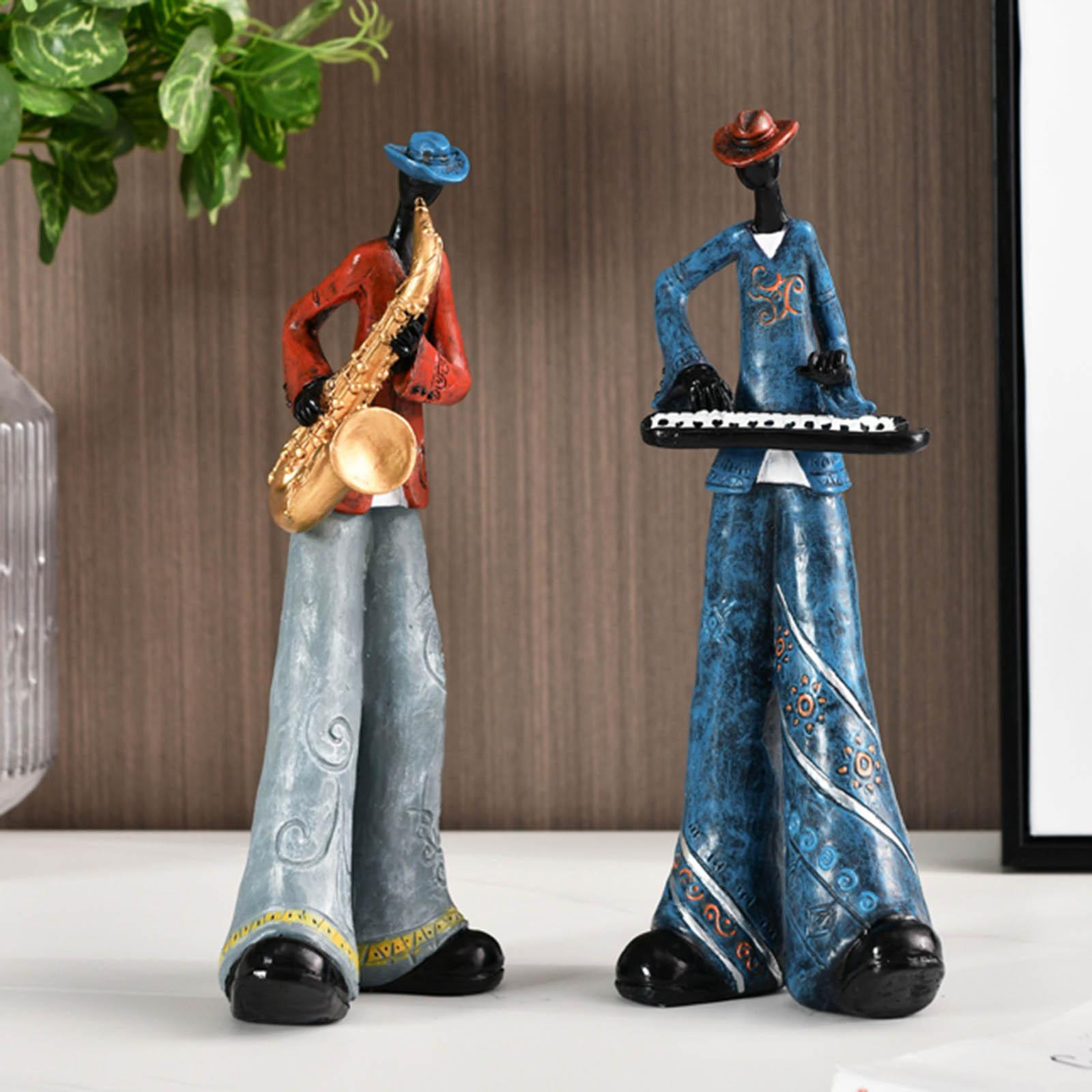 Rock Band Resin Statue Music Art Character Model Figurines 11x28cm Piano