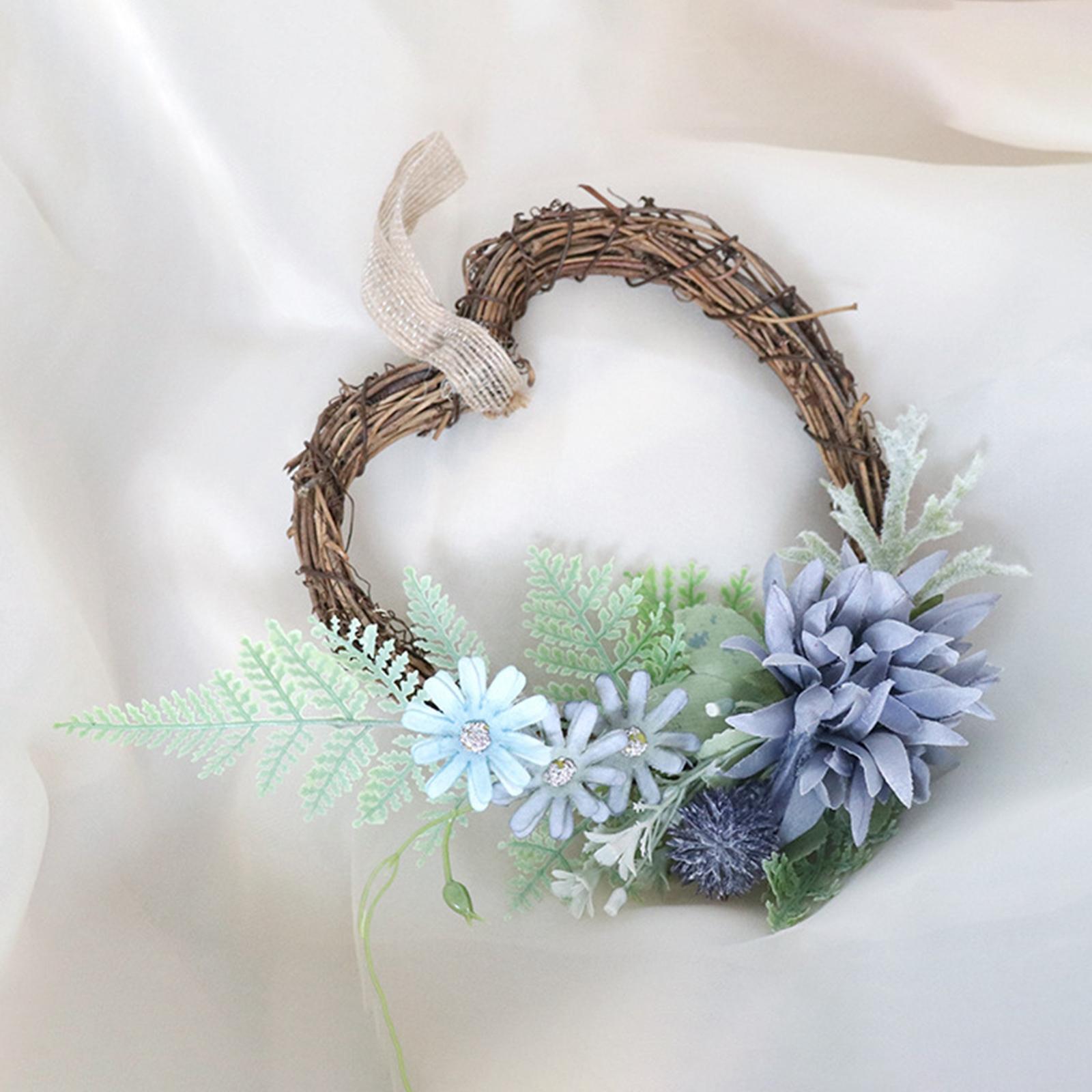 2x Heart Shaped Flower Wreath for Party Wedding Festival Fireplace Christmas