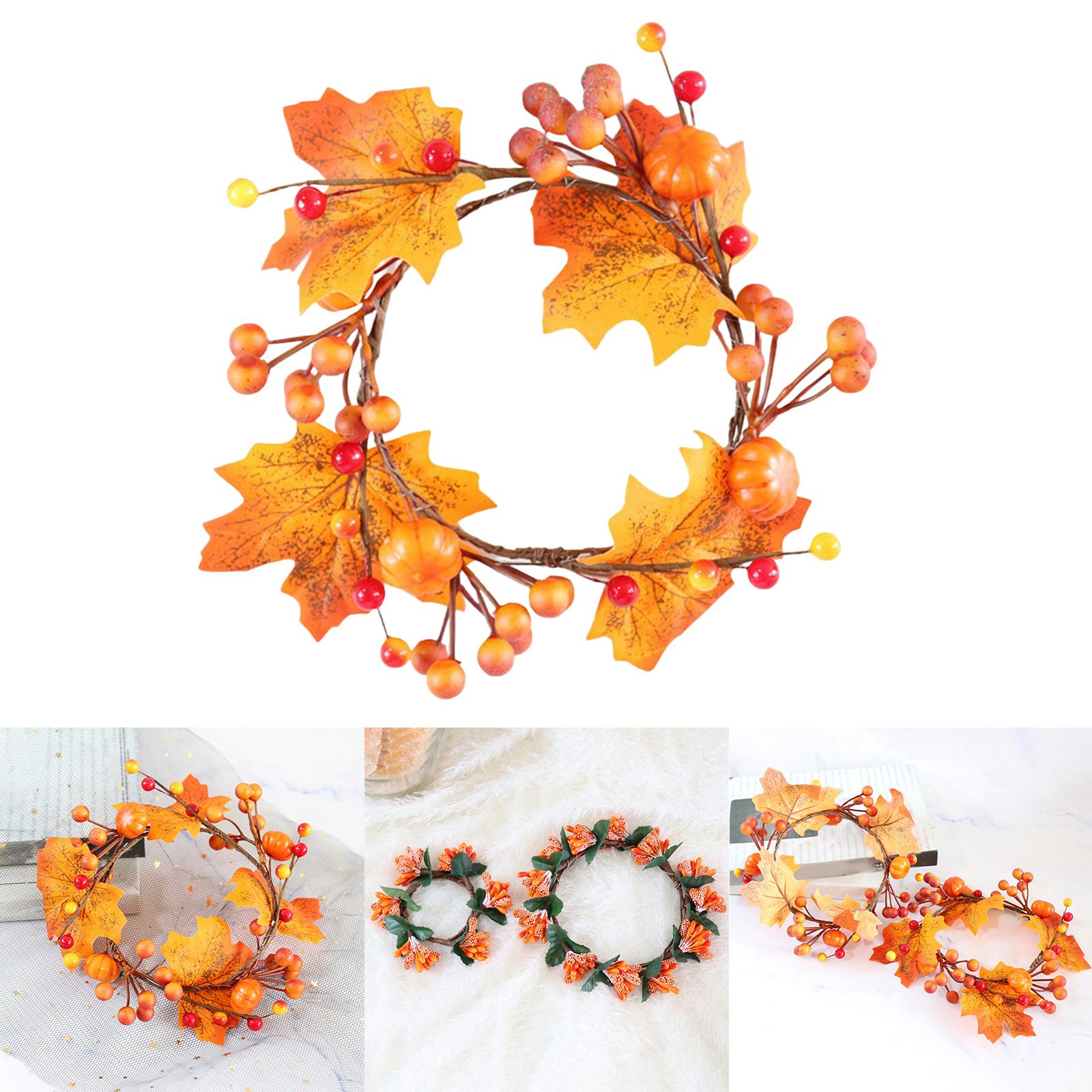 Candle Rings Wreaths Tealight Holder Candleholder Maple Leaves 4.72in