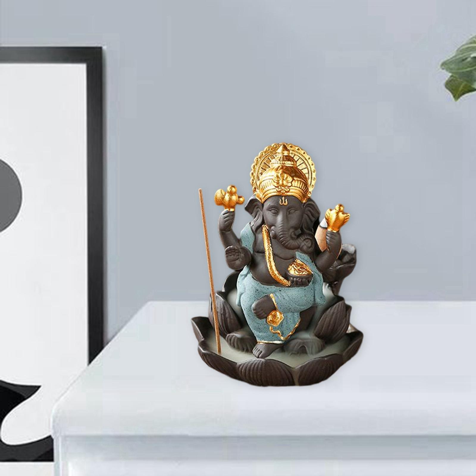 Waterfall Backflow Incense Burner Lord Ganesha Statue Buddha for Collection