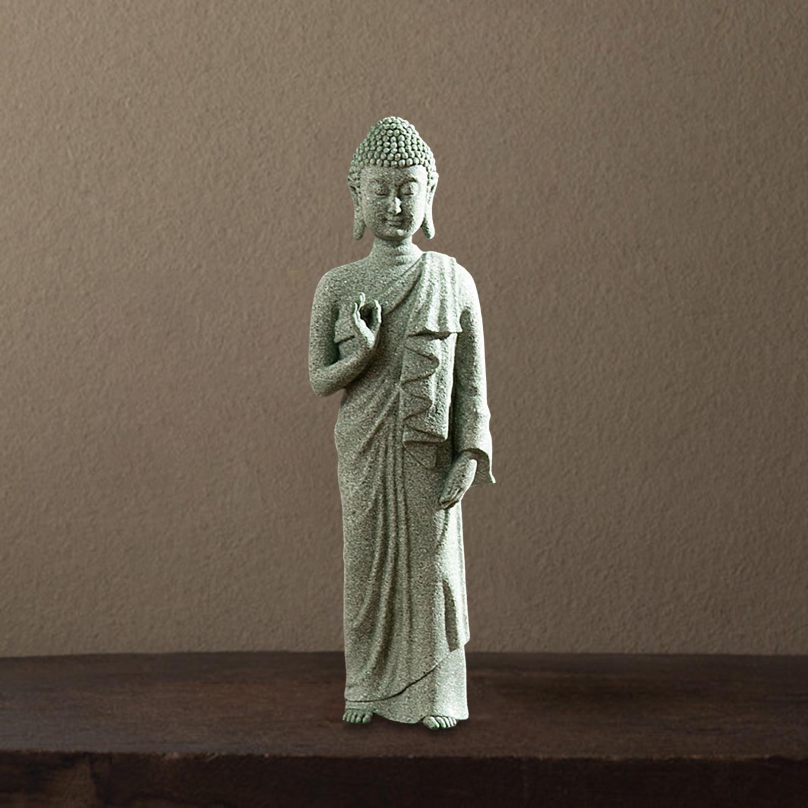 Buddha Statue Meditating Figurines Home Collectible Sculpture One Hand