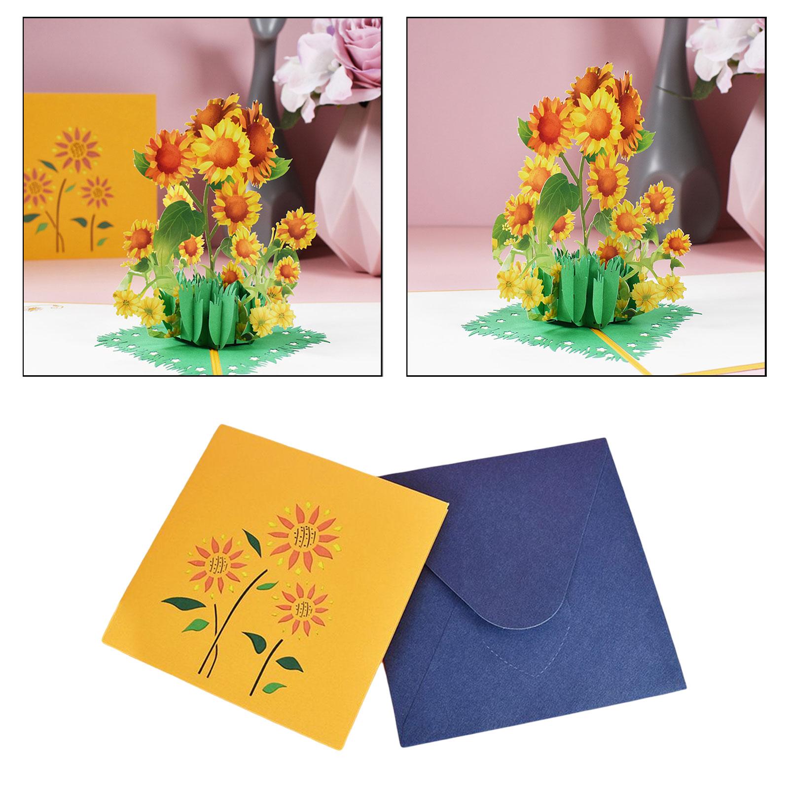 Sunflower Flowers Pop up Card 3D Greeting Card for Thinking You Party Favors