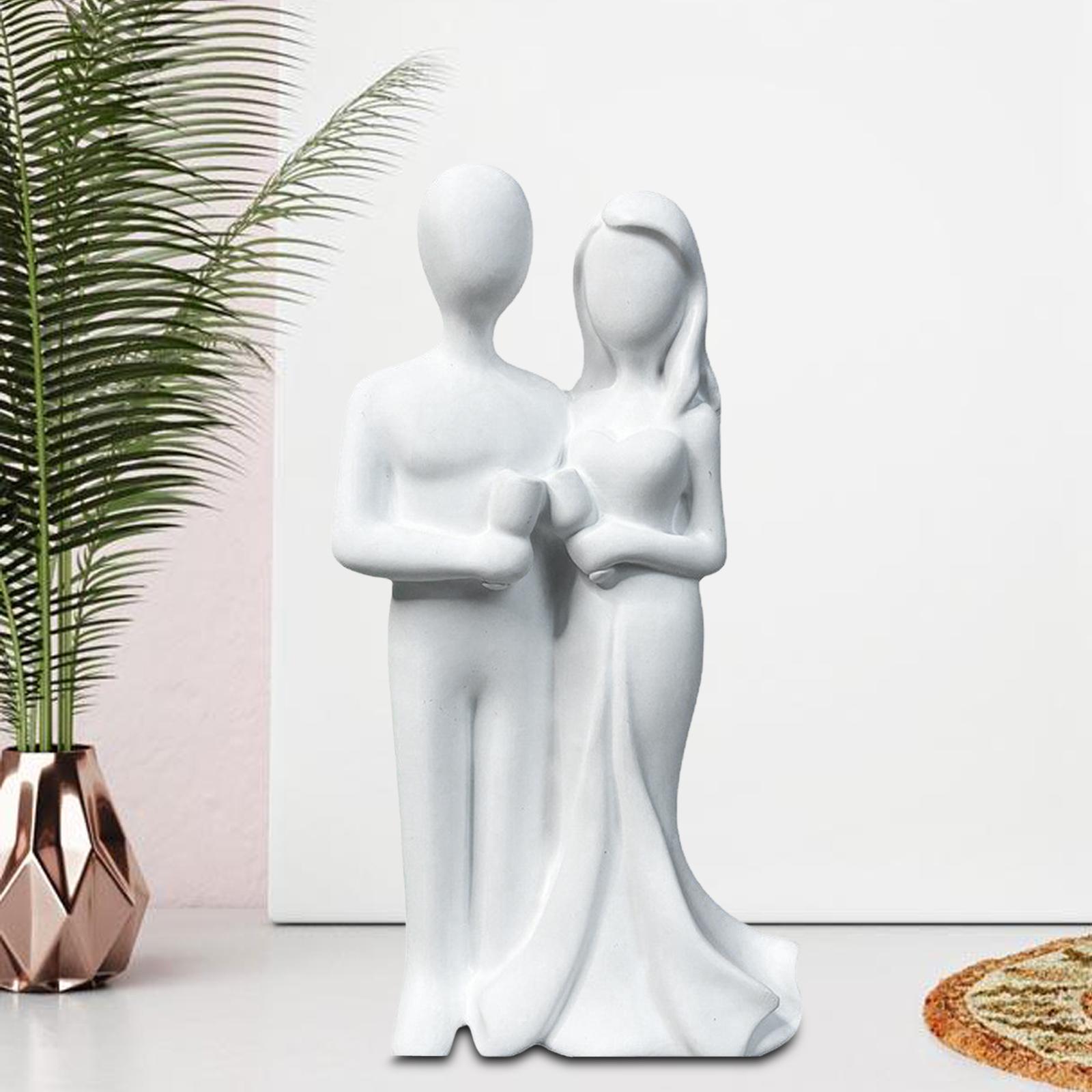 Couple Statue Resin Couple Figurine Couple Sculpture Art for Valentine's Day White Cheers