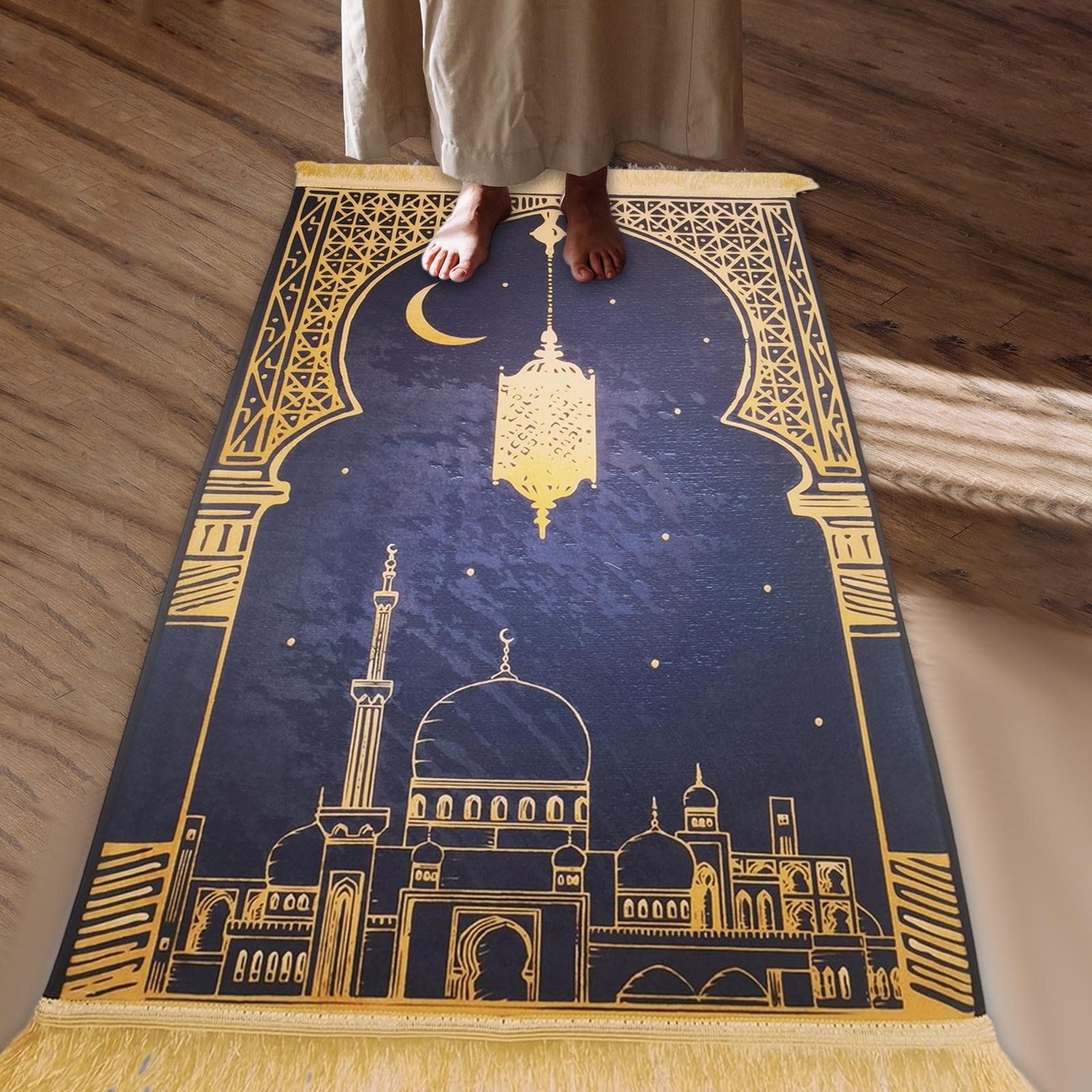 Eid Praying Rug Soft for Knees and Forehead Prayer Rug Carpet 70cmx110cm Style B