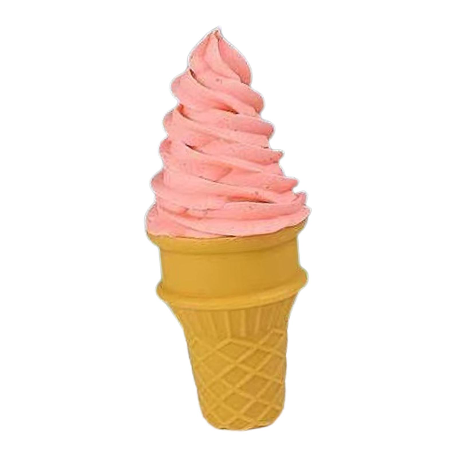 Fake Ice Cream Cone Food Model for Display Dessert Photo Props Desktop Decor Pink