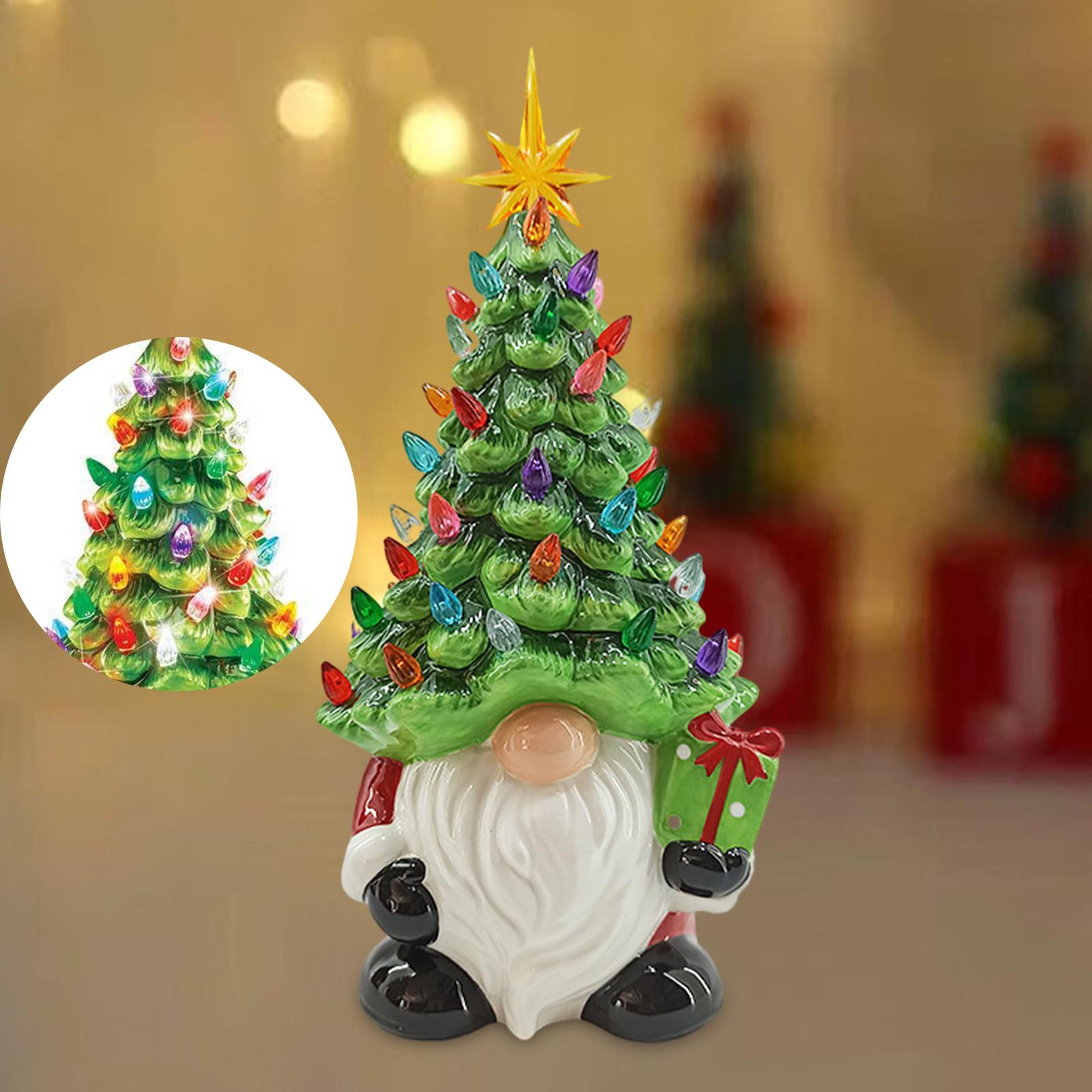 Resin Figurines Festival Living Room Desktop Light up Gnome Christmas Statue