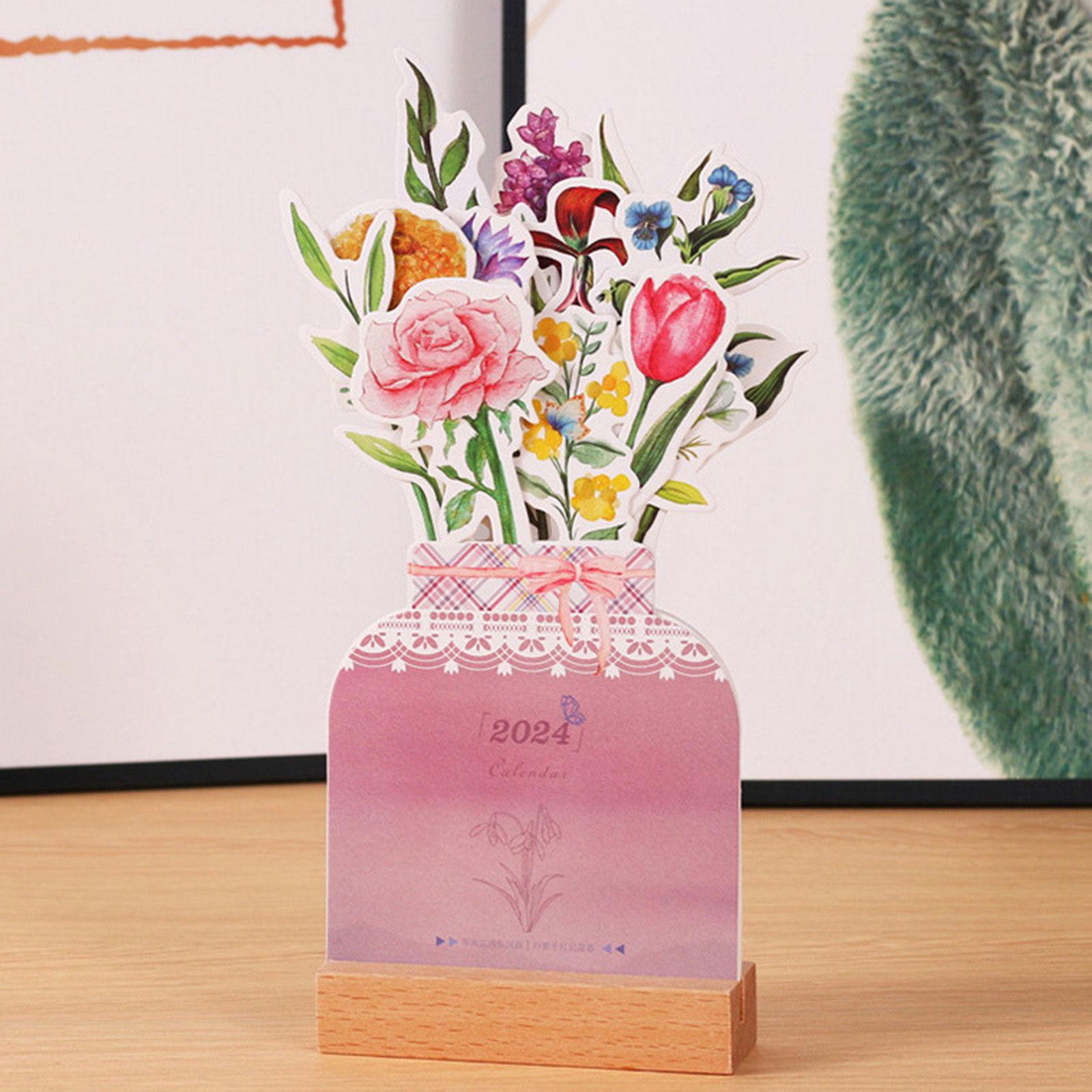 2024 Desk Calendar Creative Flower Desktop Calendar for New Year Office