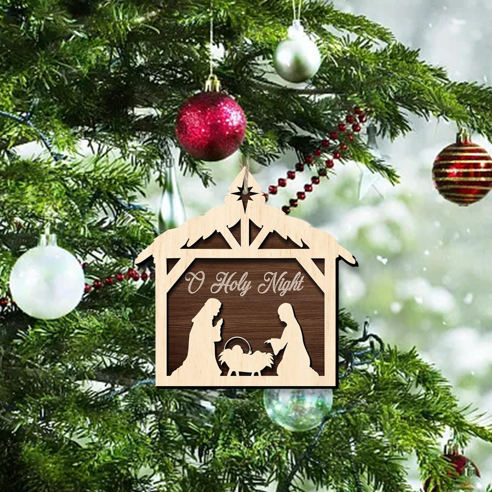 Christmas Nativity Scene Ornaments Rustic Pendant for Tables Fireplace Party House