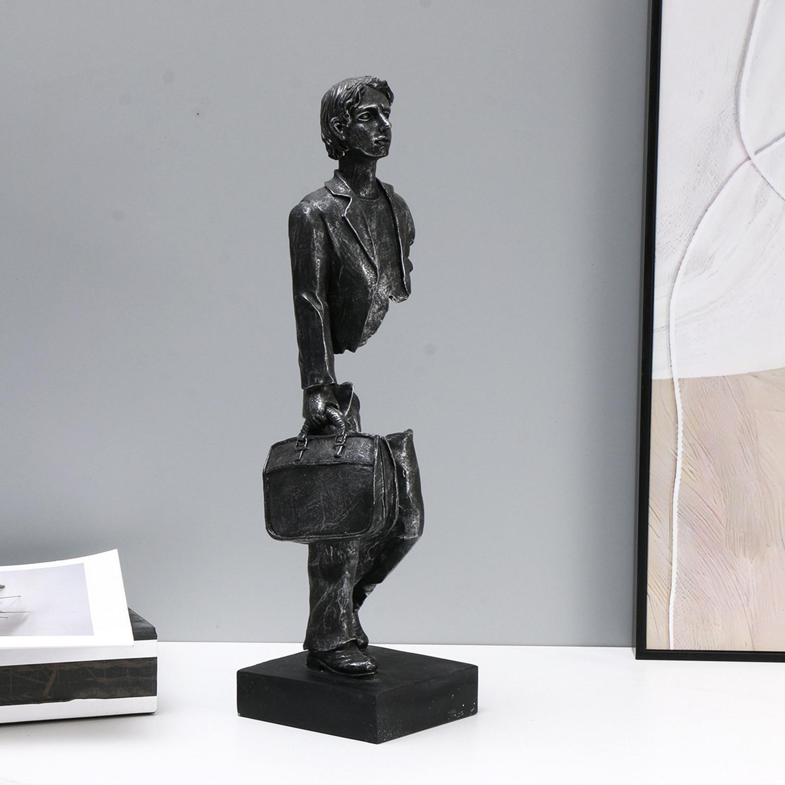 Man Statue Art Crafts Resin Desktop Ornament for Bedroom Fireplace Bookshelf