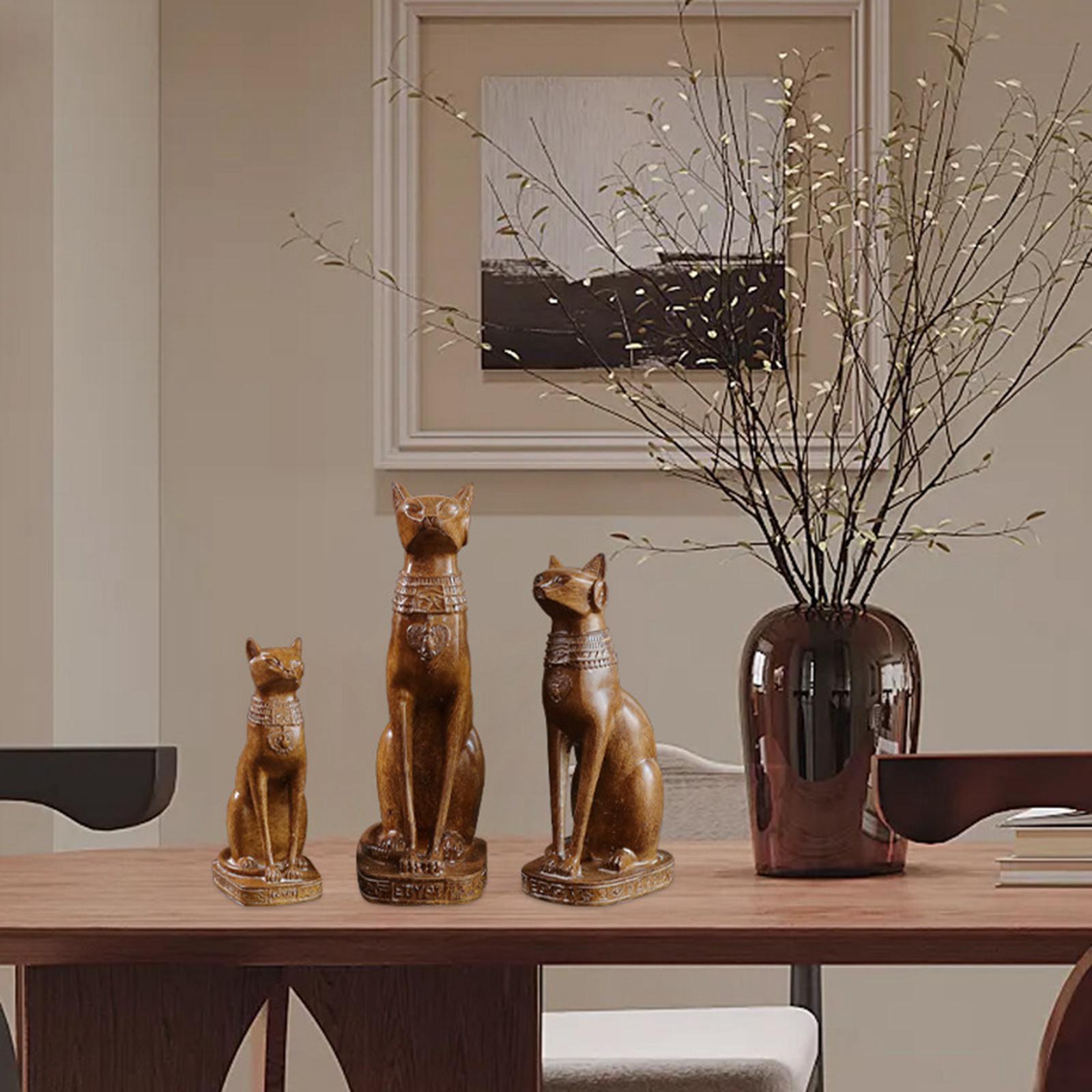 Cat Figurine Creative Collectible for Home Cabinets Shelf Bookshelf M