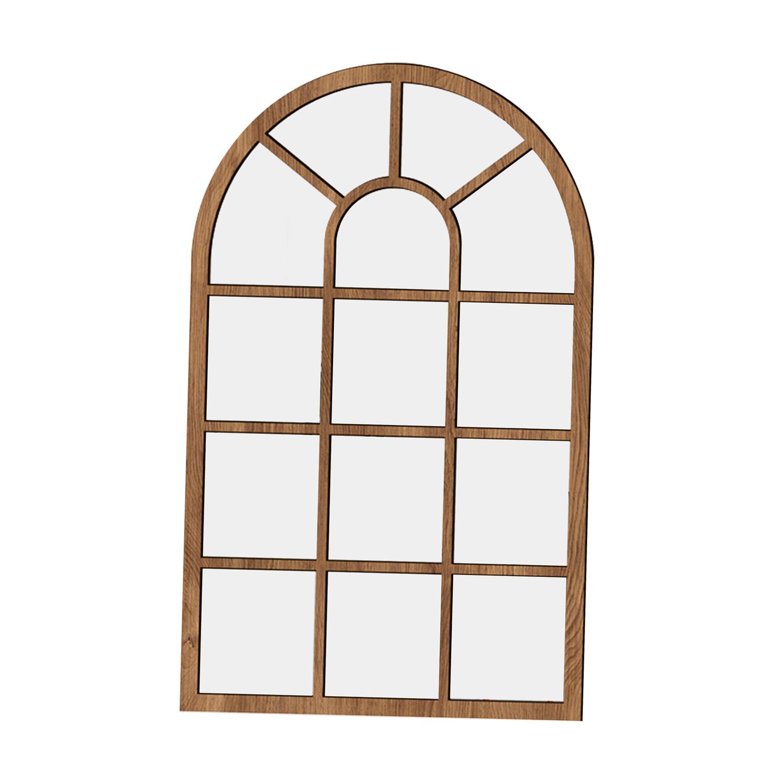 Arched Window Wall Mirror Brown