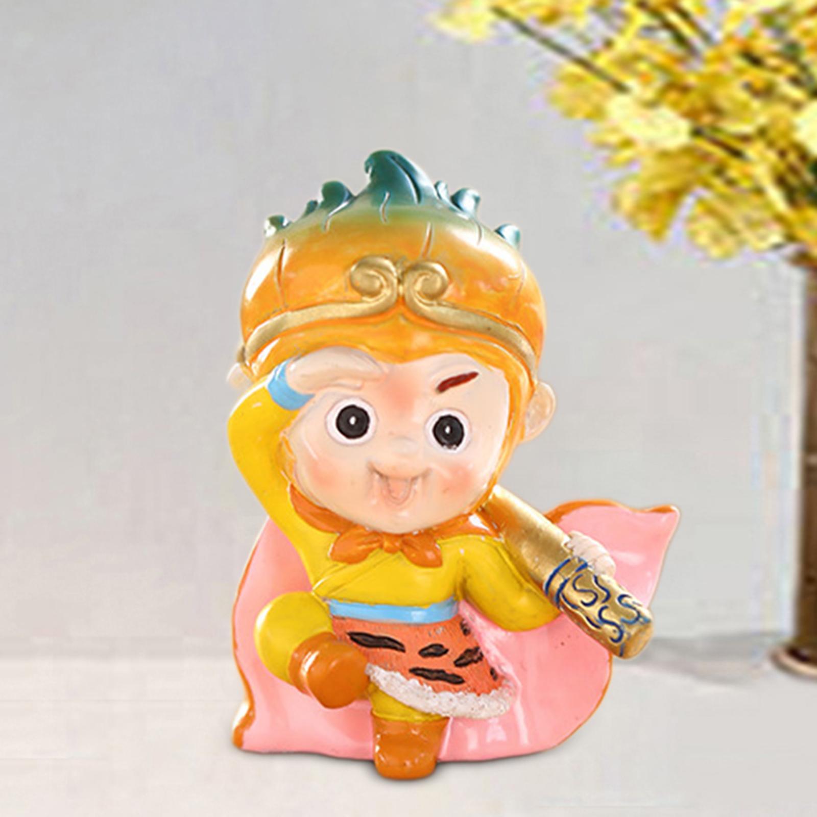 Cartoon Monkey Statue Monkey Sculpture Hallway Miniature Resin Figurine Pink Cloak