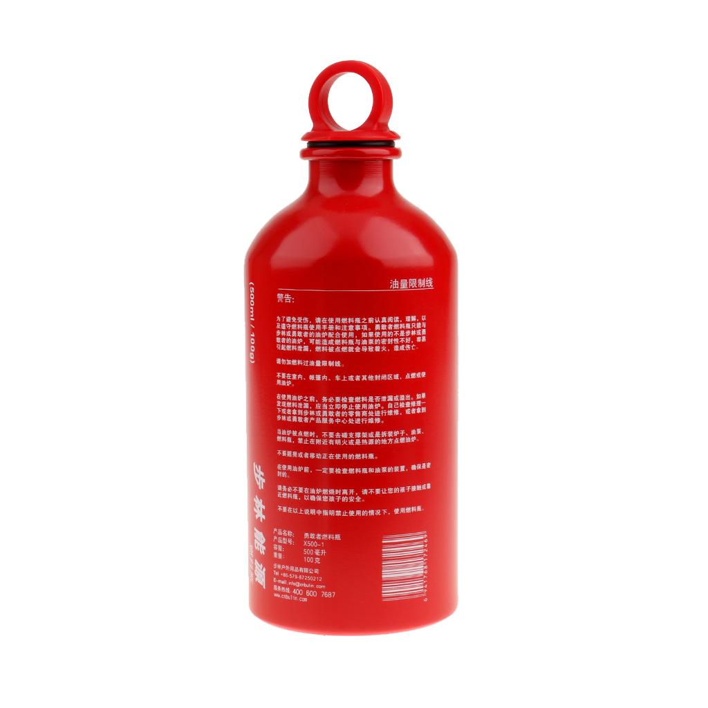 Aluminum Liquid Fuel Bottle Outdoor Camping Stove Gas Oil Container 500ML