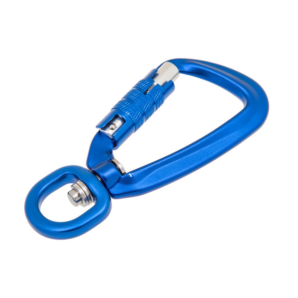 500KG Auto Locking Carabiner Rotating Ring Outdoor Keychain Hook Royal Blue