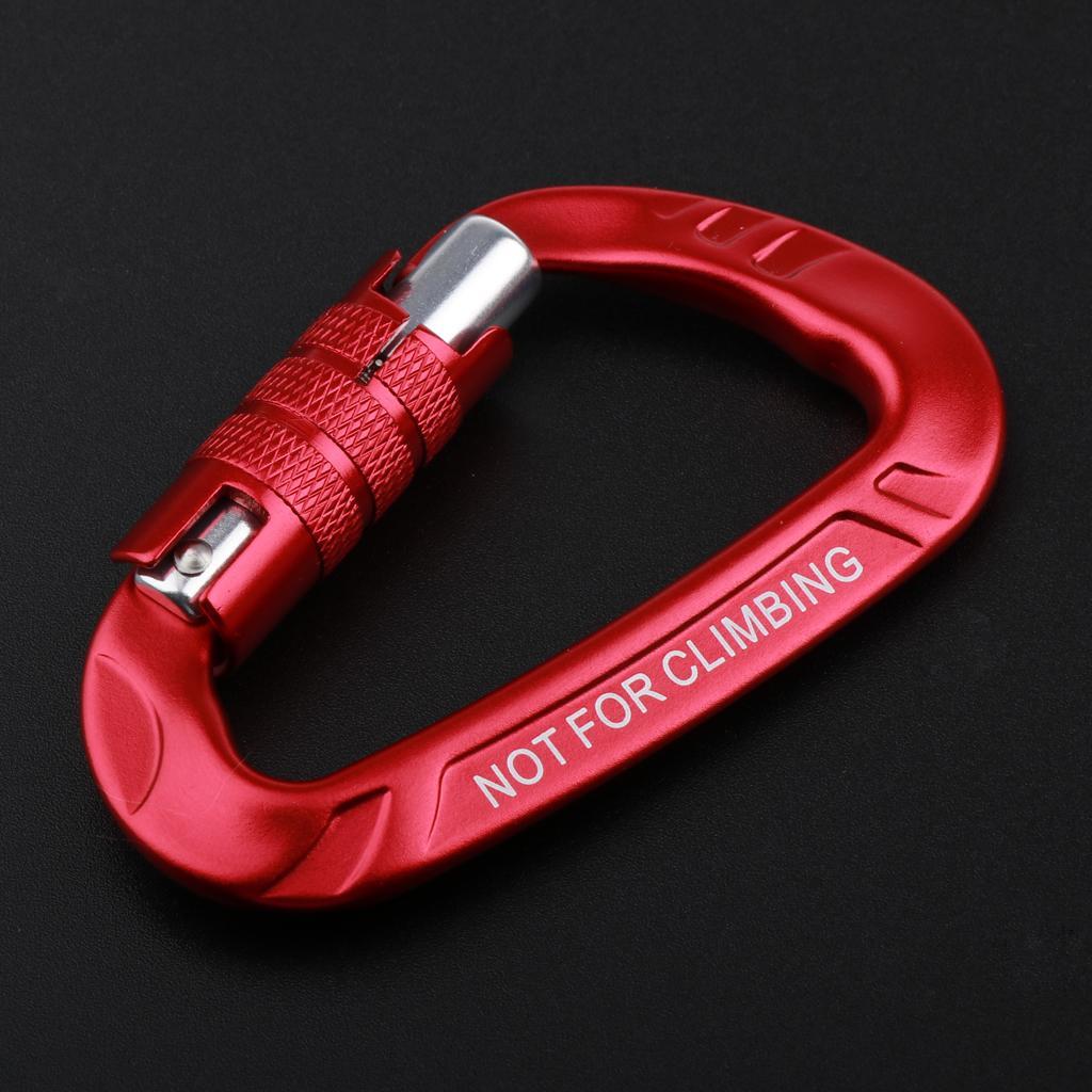 12KN D Shape Carabiner Screw Locking Clip Hook Keychain Camping  Wine Red