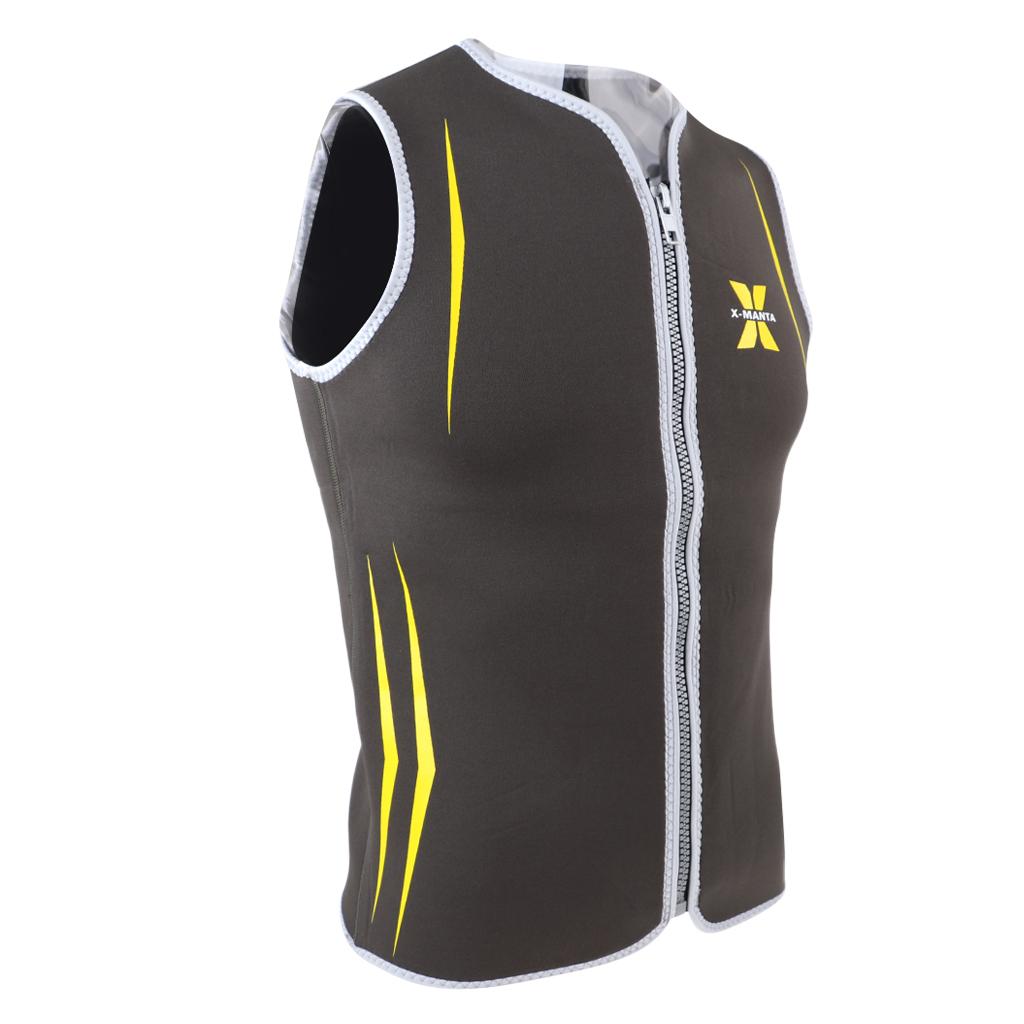 Mens 3mm Neoprene Wetsuit Vest Sleeveless Front Zip Jacket Swimwear