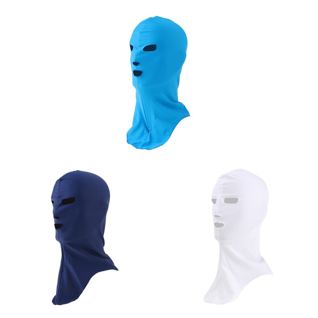 Swimming Cap Sunblock UV Protection Full Face Mask Head Neck Cover White