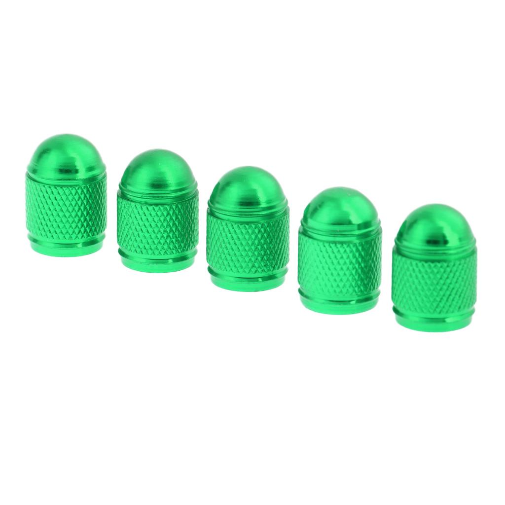 5 Pieces Aluminum Bicycle Bike Schrader Air Valve Dust Cap Cover Green