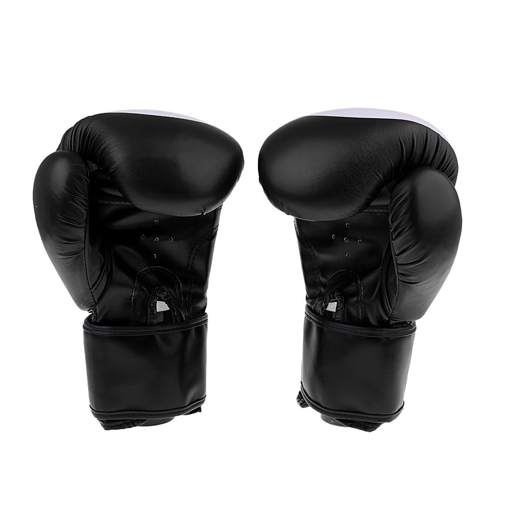 PU Muay Thai Training Punching Bag Mitts Sparring Boxing Gym Gloves Black