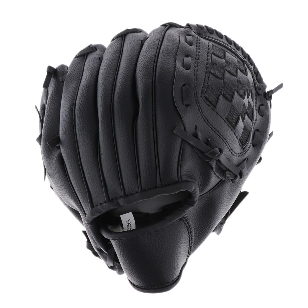 Left Handed Softball Glove Leather Wear-resistant Youth Baseball Mitt Black