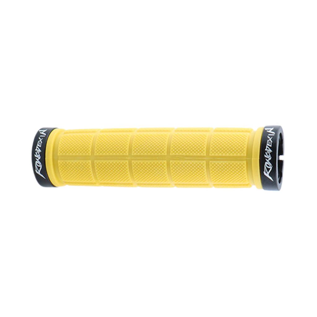 Bike Handlebar Sleeve Rubber Bicycle Lock on Anti slip Grip Yellow Lattice