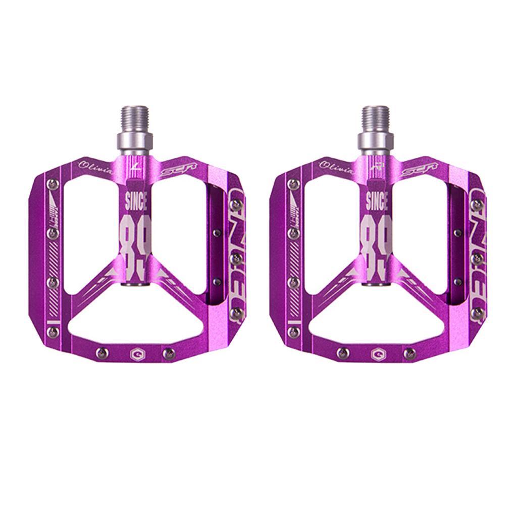 1 Pair Aluminium Alloy Mountain Road Bike Bearings Treadle Pedals Purple