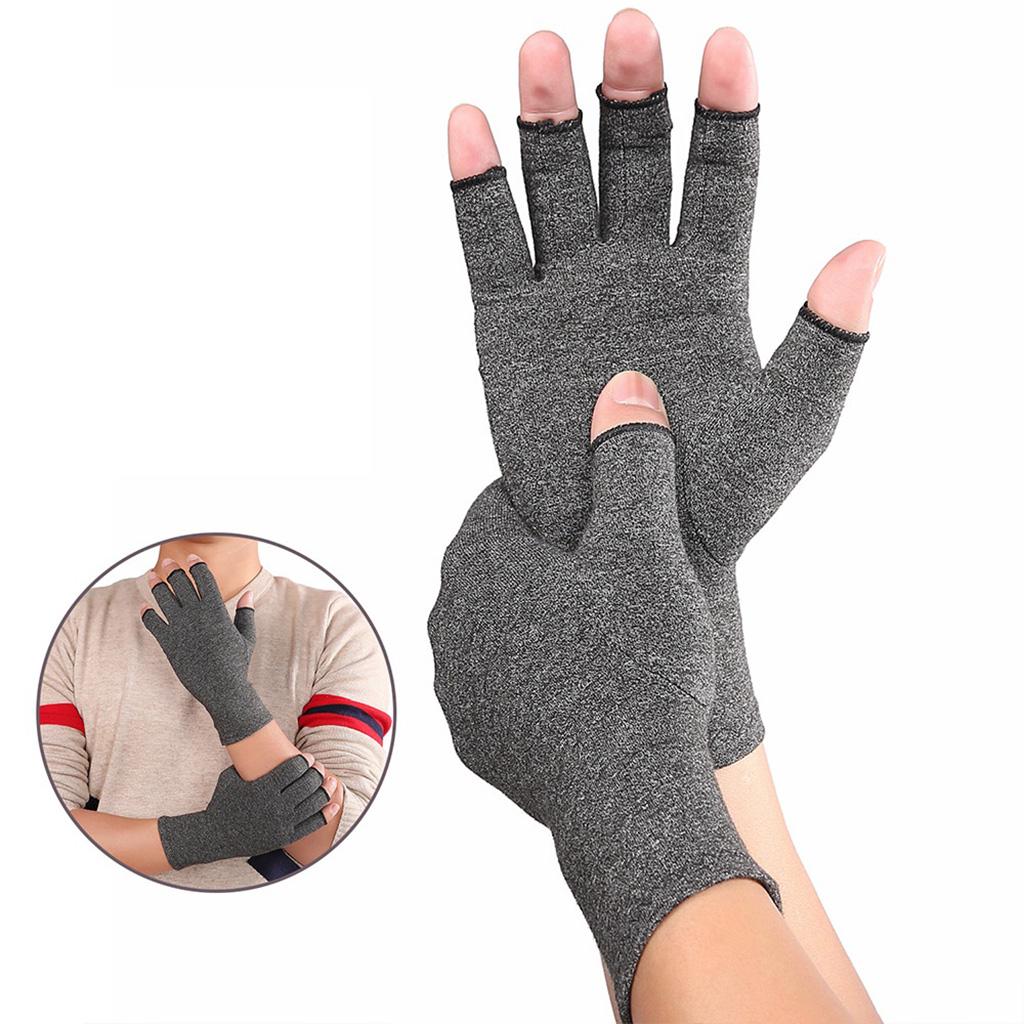 Compression Gloves Hands Arthritis Carpal Tunnel Support Brace  L Gray