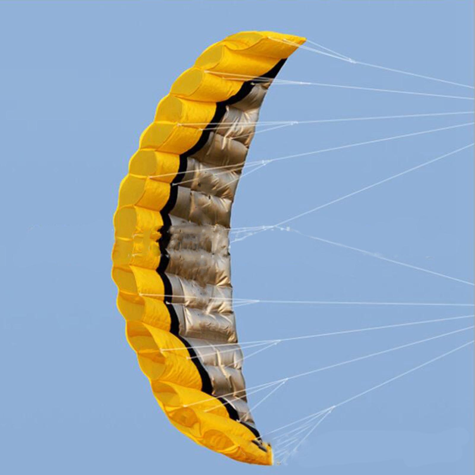 Stunt Power Kite Inflatable Parafoil Parachute Outdoor Flying Wing Yellow