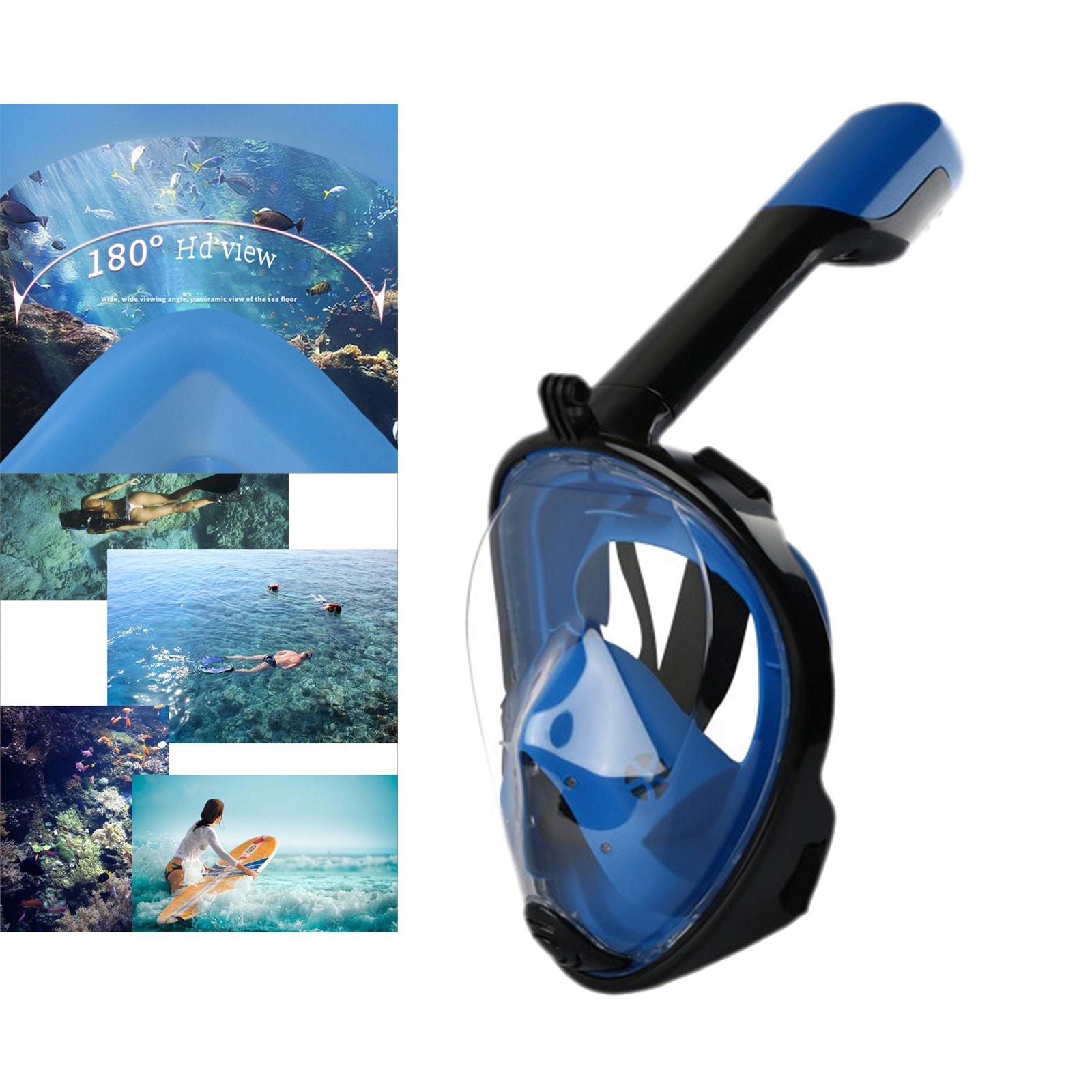 Snorkel Mask Full Face Snorkeling Diving Mask Goggles  Dark Blue  S M 