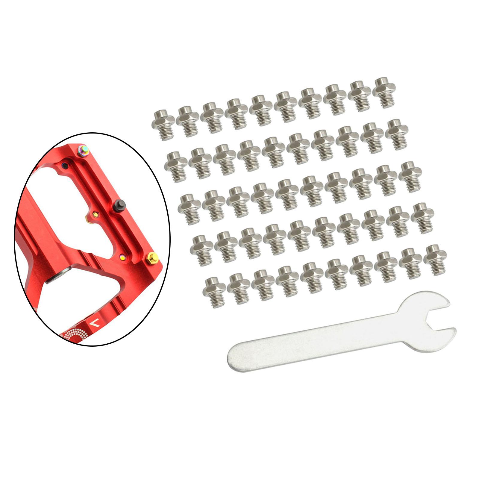 50 Pieces Stainless Steel Bike Pedal Screws Fixed Studs Anti-Slip Bolts Accs Silver