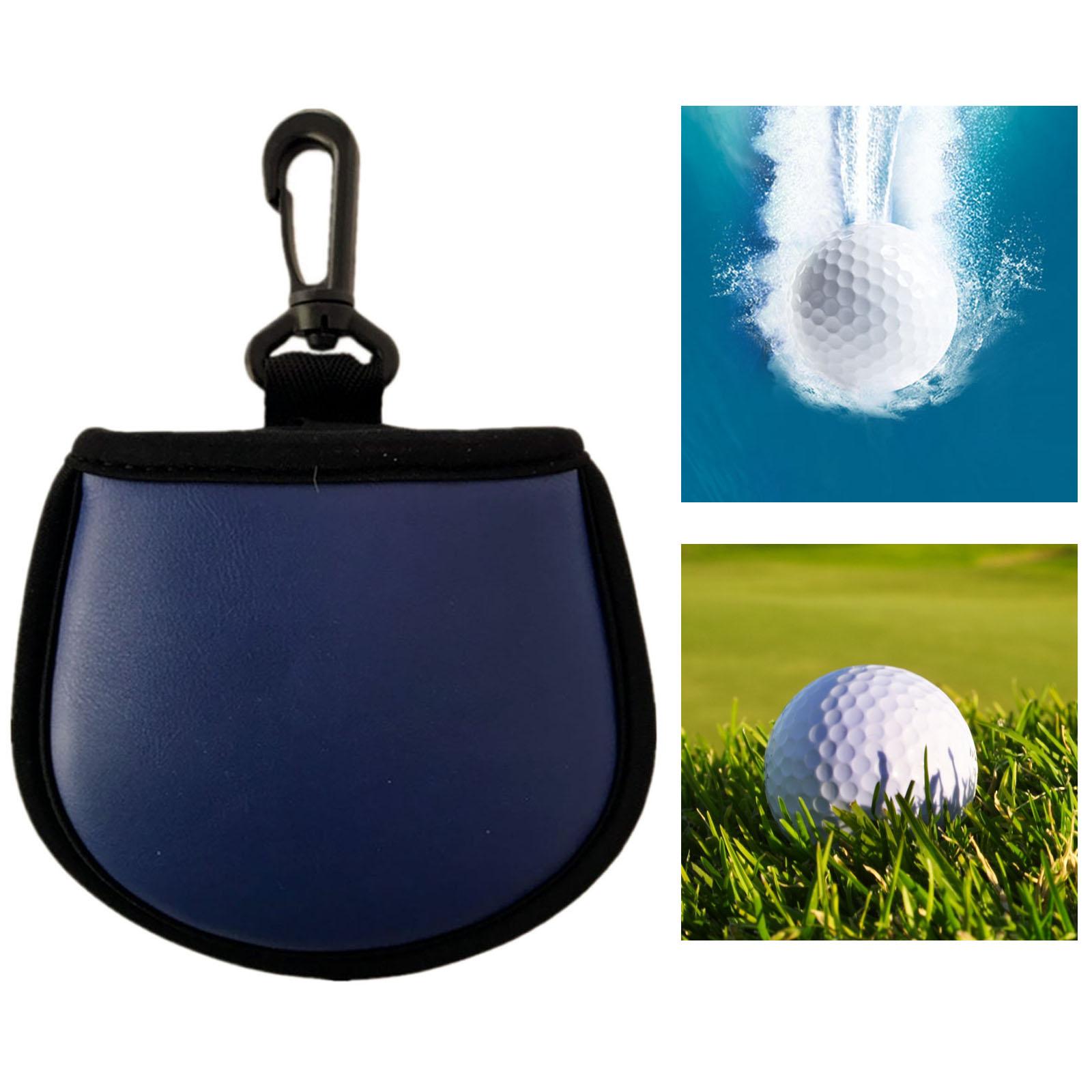 Protable Towel Cloth Lined Pocket Golf Ball Cleaner Washer Pouch Blue