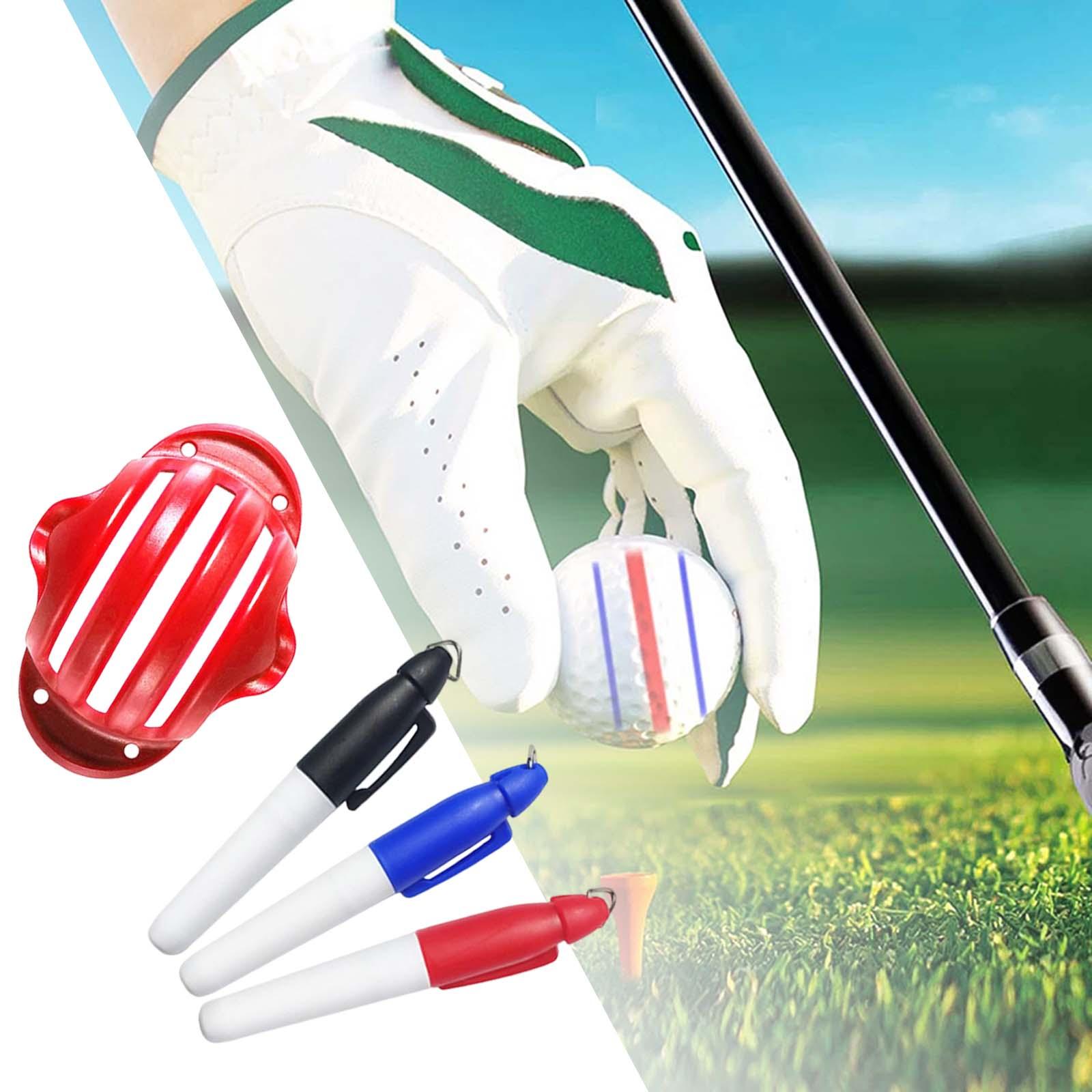 Golf Ball Liner Marker Line Drawing Alignment Tool Template with Marker Pens Red with 3 pen