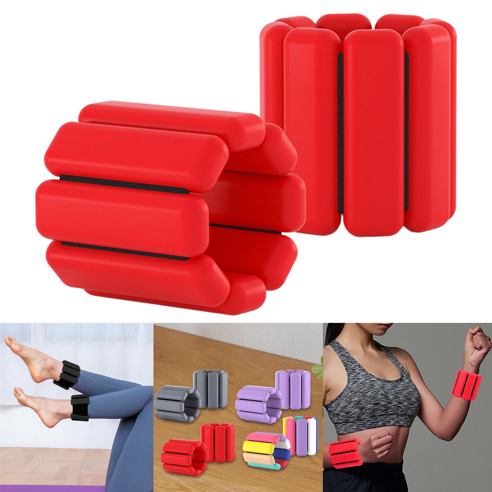 1 Pair Wearable Wrist Ankle Weights Running Dance Cardio Adjustable Yoga Red