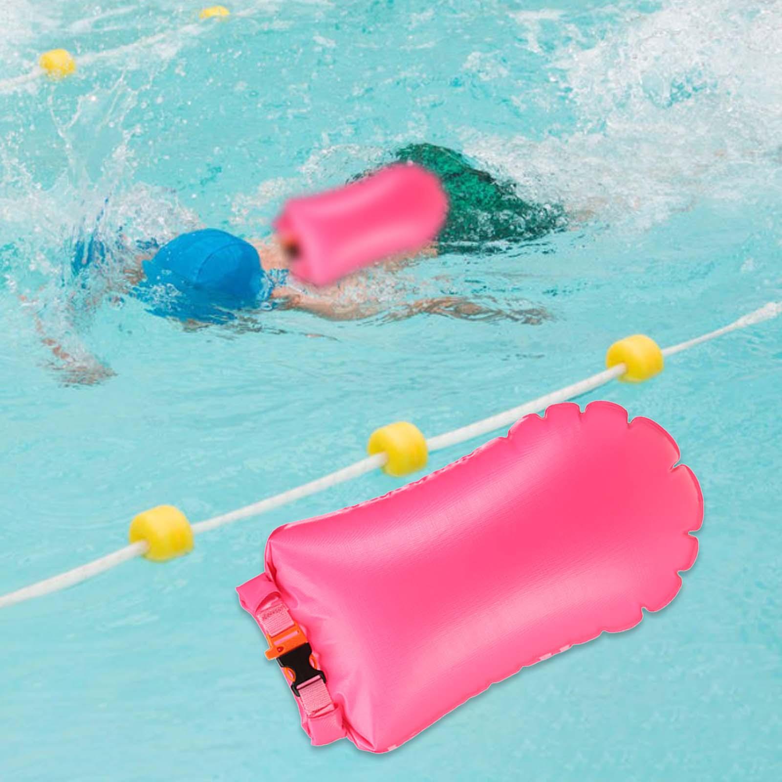 Inflatable Swim Buoy Waterproof Bag Ultralight for Lake Swimming Pool Hiking Rose Red 55cmx38cm