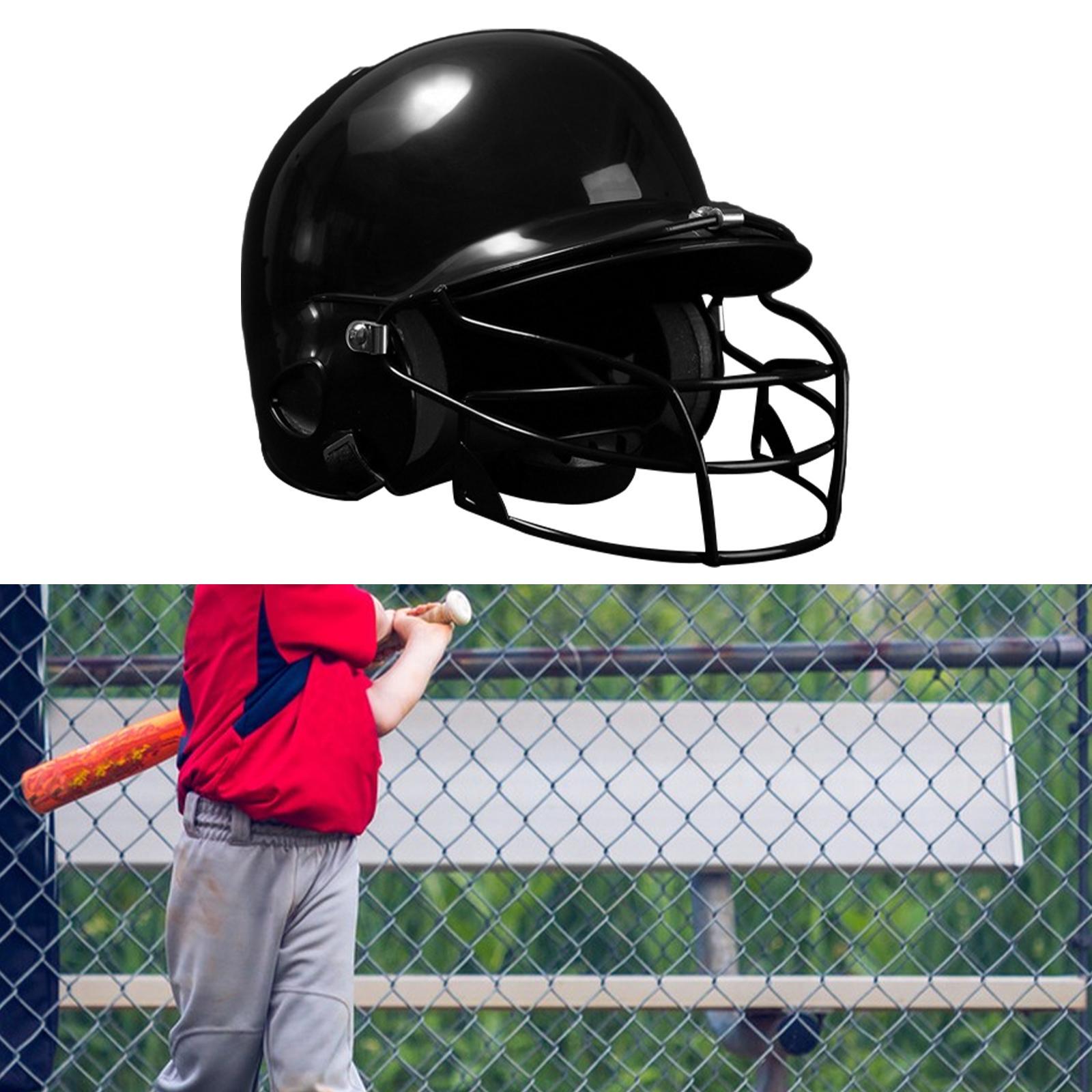 Baseball Batting Helmet with Facemask Sports Softball Helmet Protective Gear Black