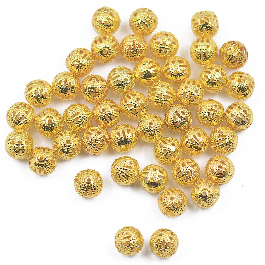 100pcs 8mm Round Metal Spacer Beads Jewelry DIY Making Loose Charms Gold