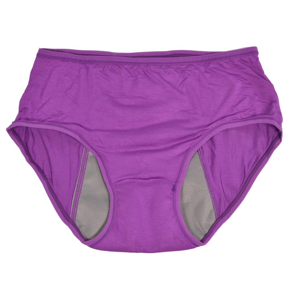 Womens Menstrual Period Leakproof Briefs Seamless Panties Purple L