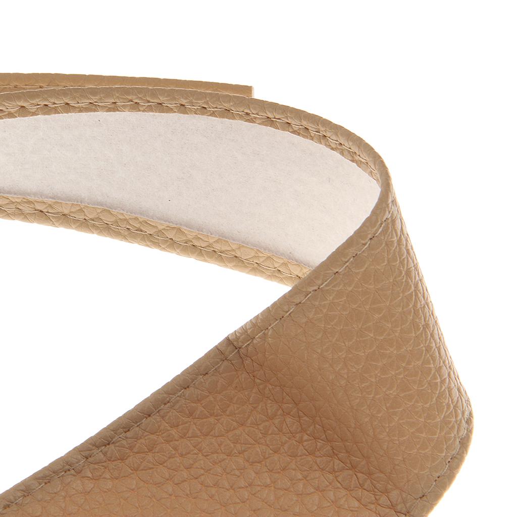 Womens Soft Leather Wide Self Tie Waist Band Boho Dress Belt Gold